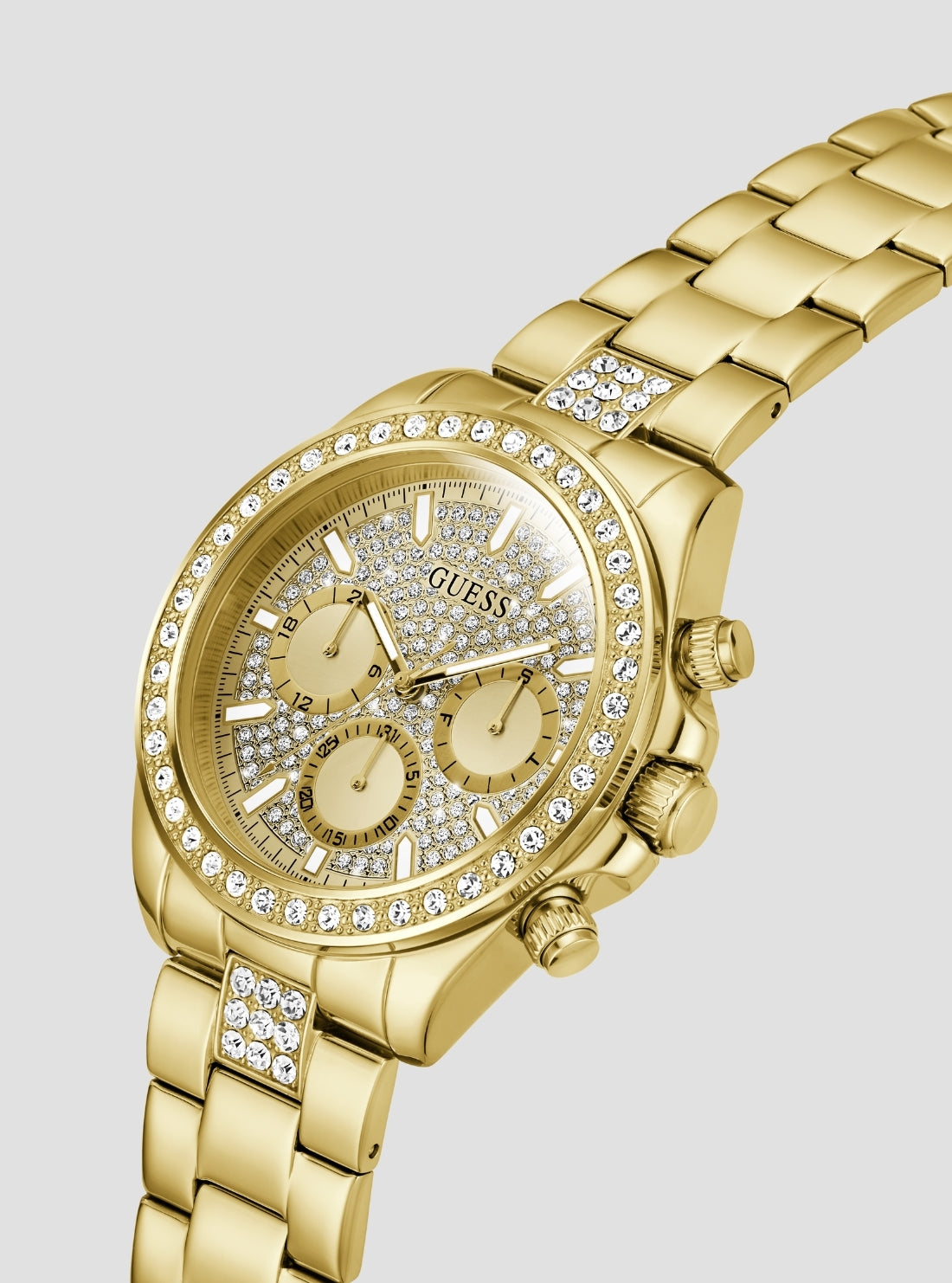 GUESS Accessories Gold Victor Crystal Chronograph Watch GW1136G2 Side View