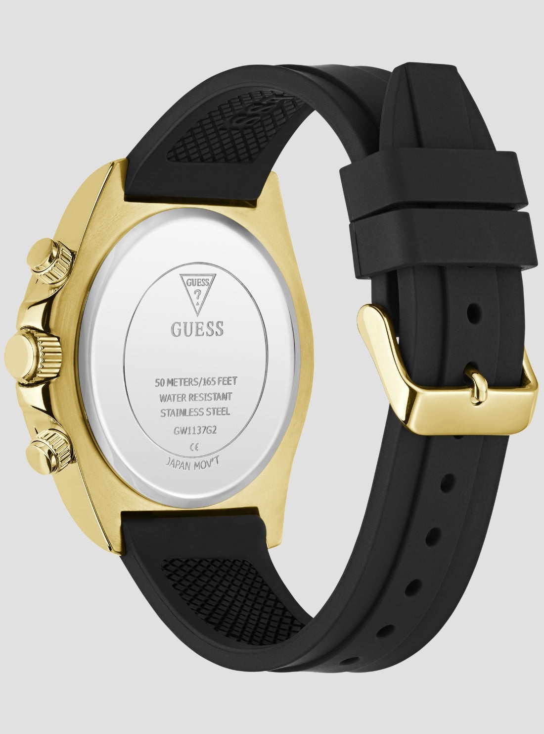 GUESS Accessories Black Gold Victor Crystal Chronograph Watch GW1137G2 Back View