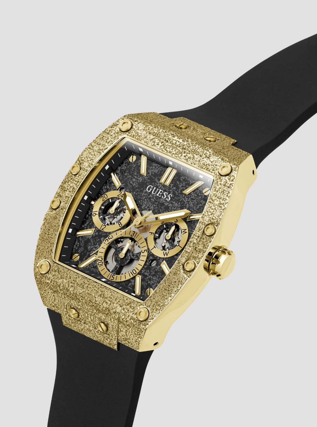 GUESS Accessories Black Gold Phoenix Frost Multifunction Watch GW1149G2 Side View