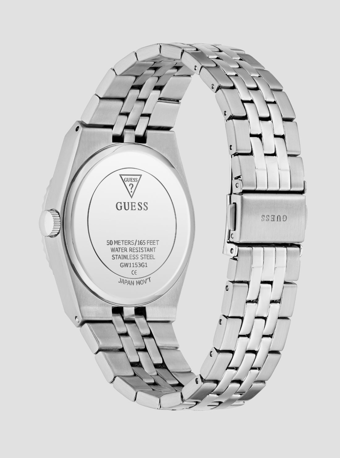 GUESS Accessories Silver Blue Dial Vincent Watch GW1153G1 Back View