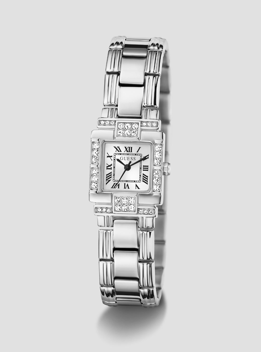 GUESS Accessories Silver Taylor Crystal Watch GW1157L1 Front Side View