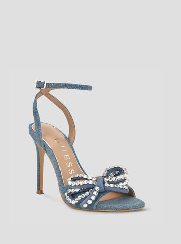GUESS Footwear Blue Charmin Heeled Sandals CHARMIN3 Front Side View
