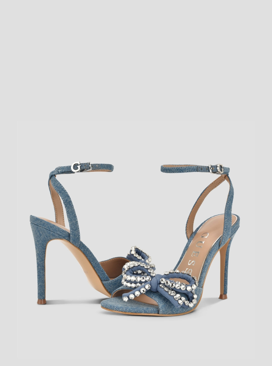 GUESS Footwear Blue Charmin Heeled Sandals CHARMIN3 Back Side View