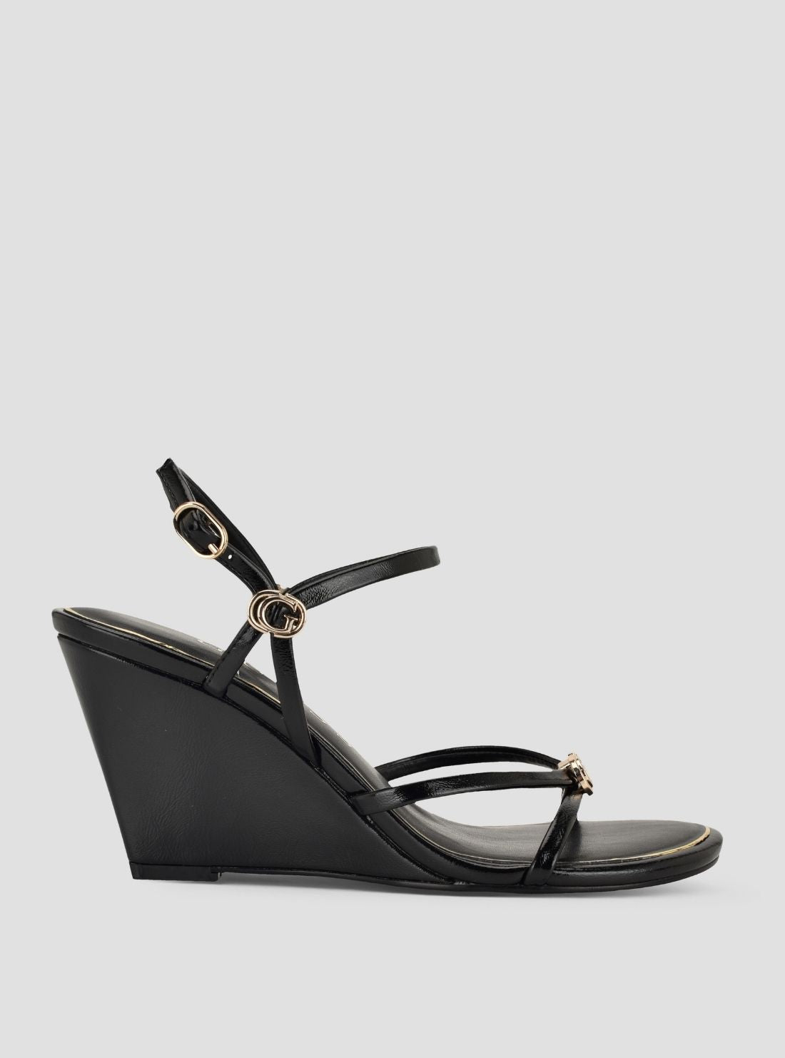 GUESS Footwear Black Devve Wedge Sandals DEVVE Side View1