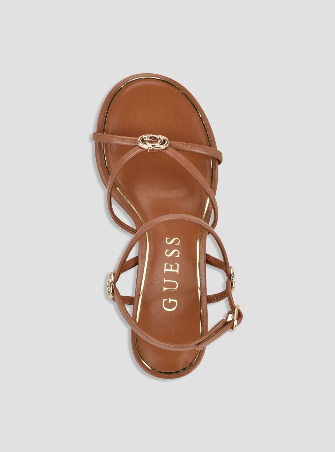 GUESS Womens Medium Brown Devve Wedge Sandals DEVVE Top View