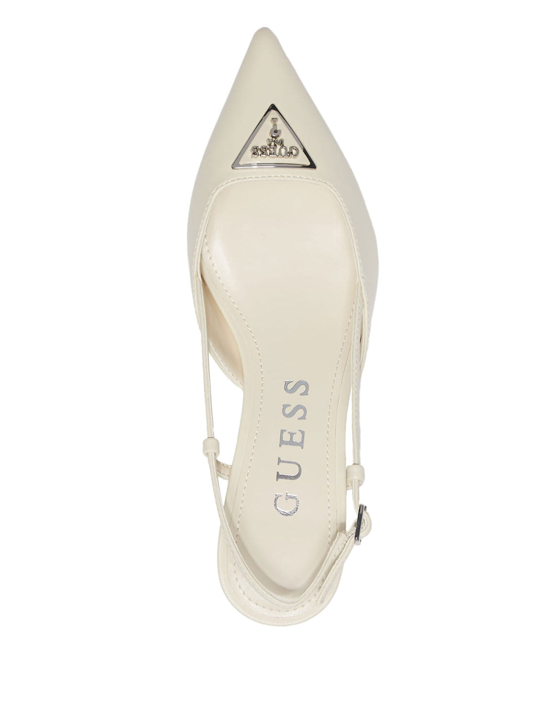 GUESS White Jesson Sling Back Kitten Heels top view