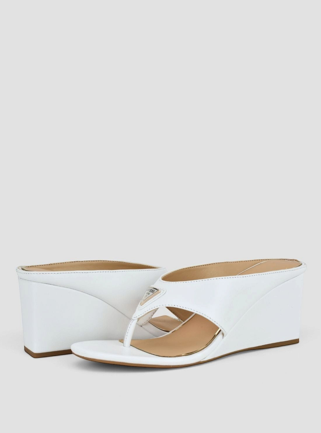 GUESS Womens White Marchon Wedge Sandals MARCHON Front Side View
