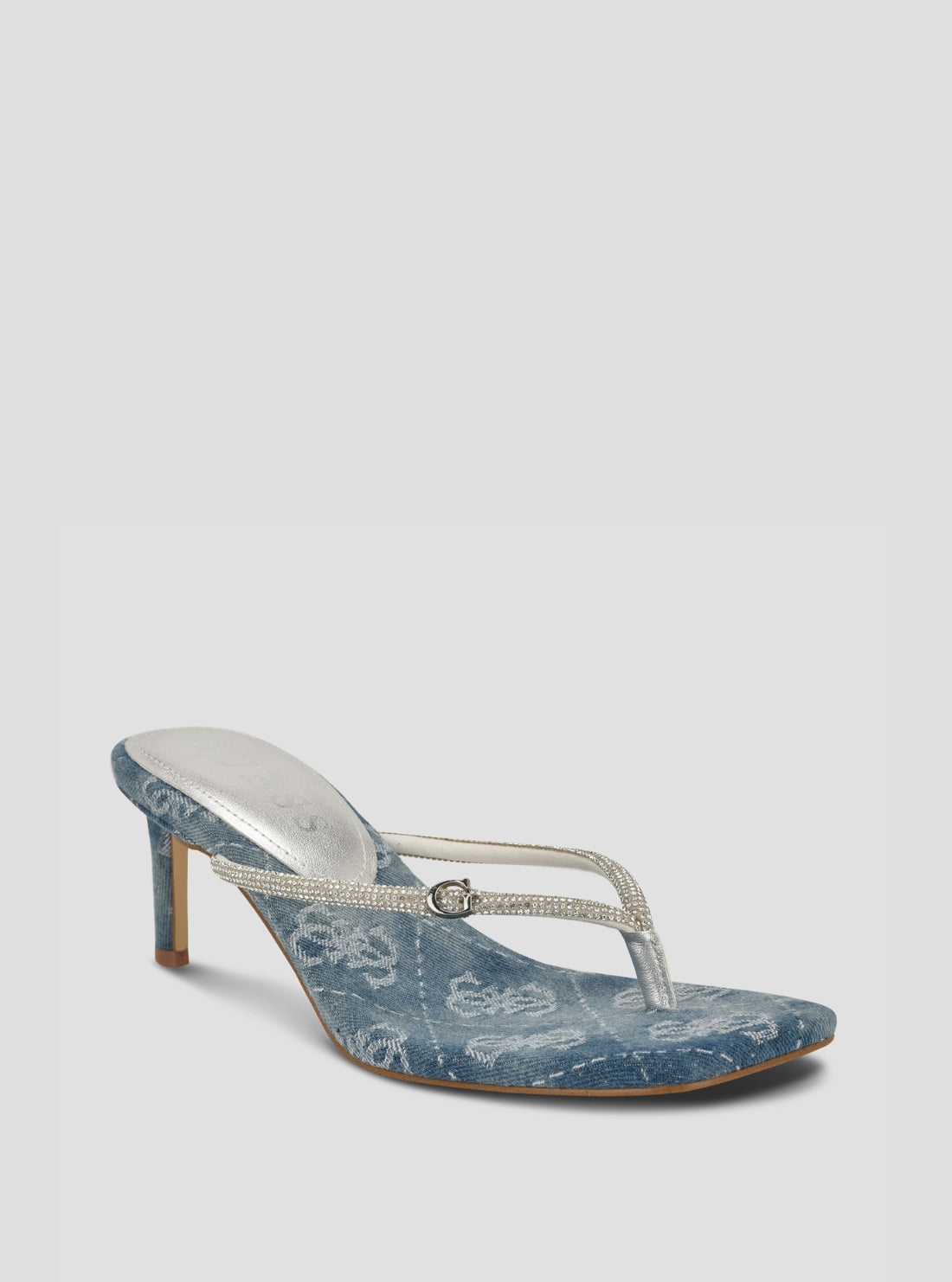 GUESS Footwear Blue Logo Mayan Heeled Sandals MAYAN Front Side View