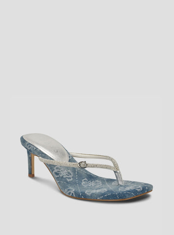 GUESS Footwear Blue Logo Mayan Heeled Sandals MAYAN Front Side View