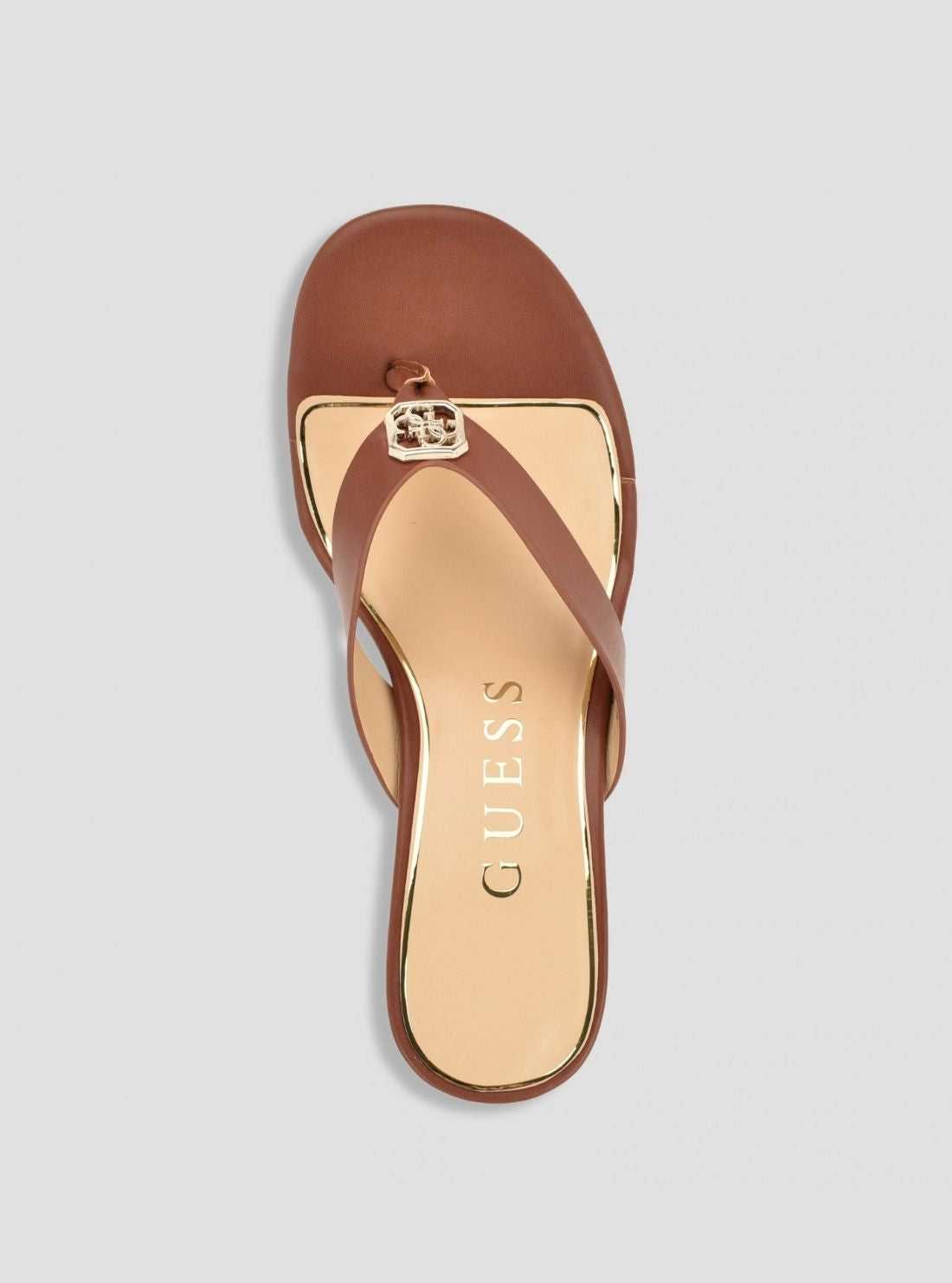 GUESS Footwear Medium Brown Milda Wedge Sandals MILDA Top View