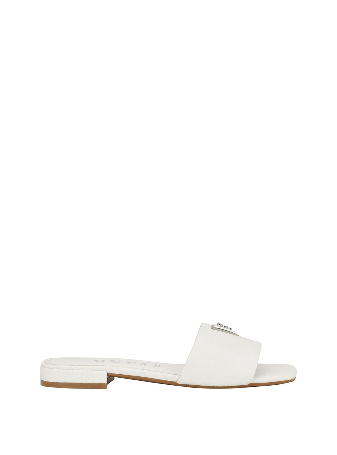 White Tamed Slide Sandals side view