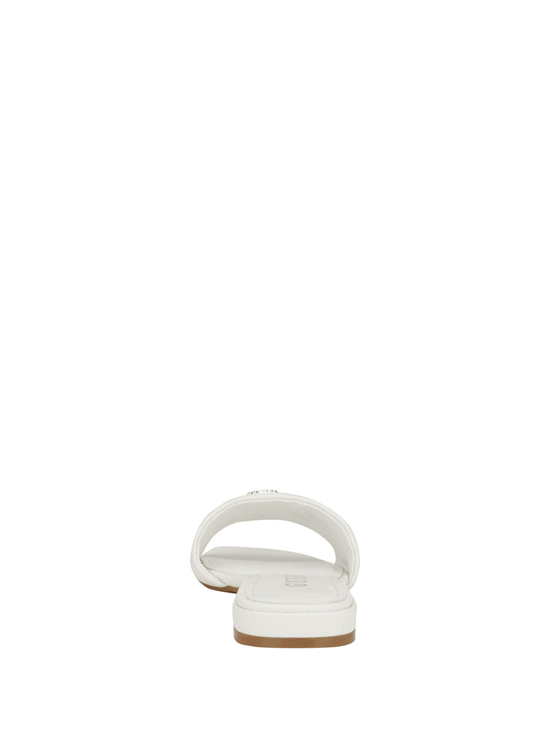 White Tamed Slide Sandals back view