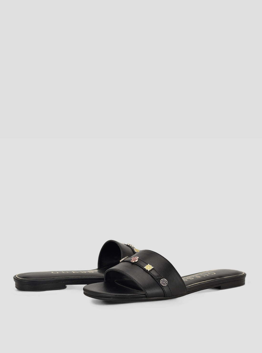 GUESS Footwear Black Tasam Flat Sandals TASAM Front Side View