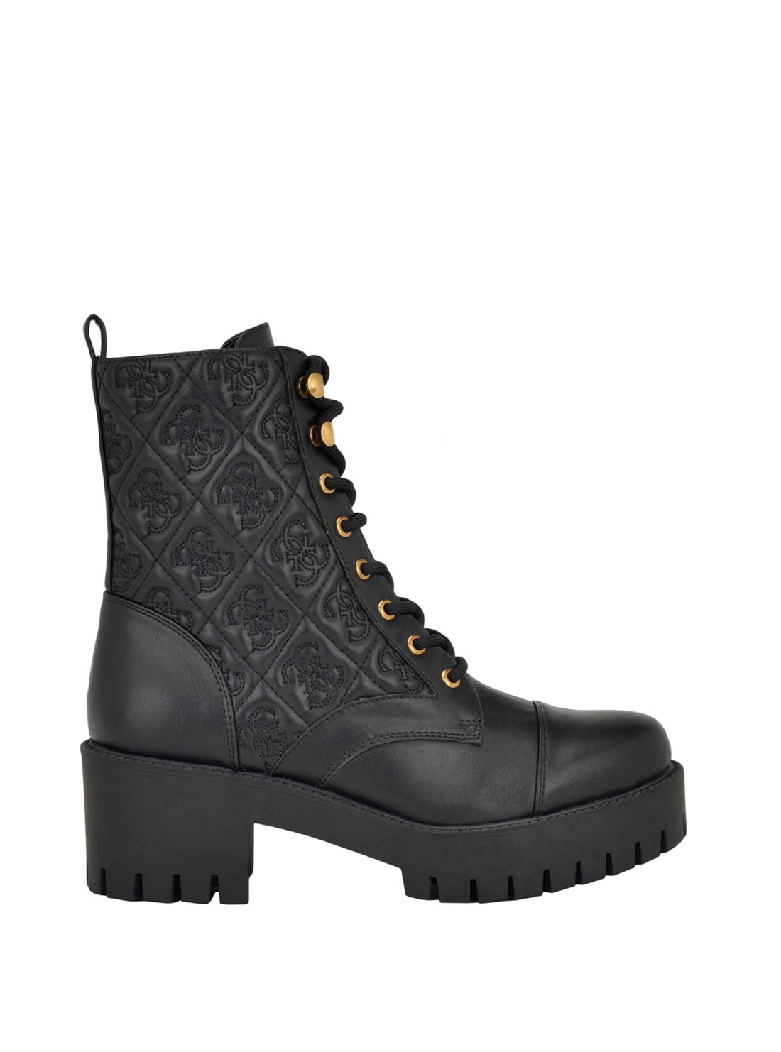 GUESS Black Logo Waite Combat Boots side view