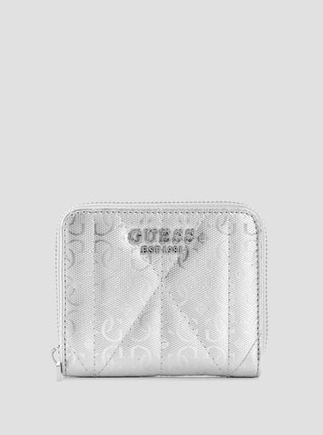 GUESS Womens Silver Aldina Small Zip Around Wallet GY9663137 Front View