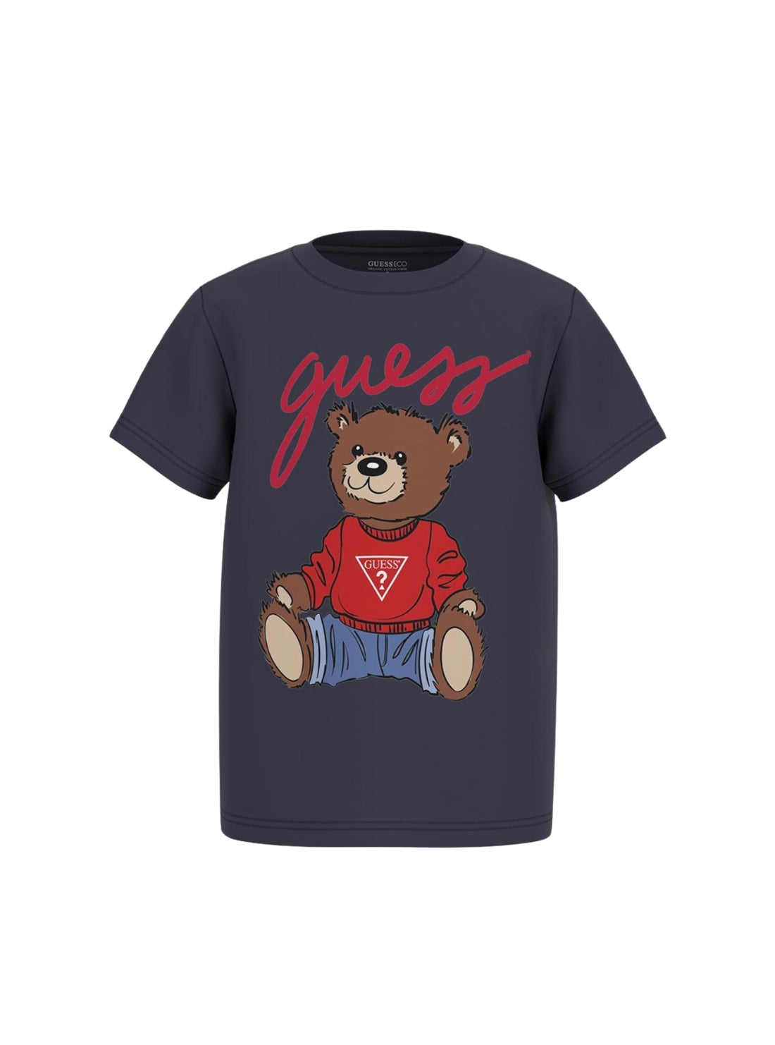 GUESS Kids Blue Teddy Bear Short Sleeve T-shirt H4BJ06I3Z14 Front View