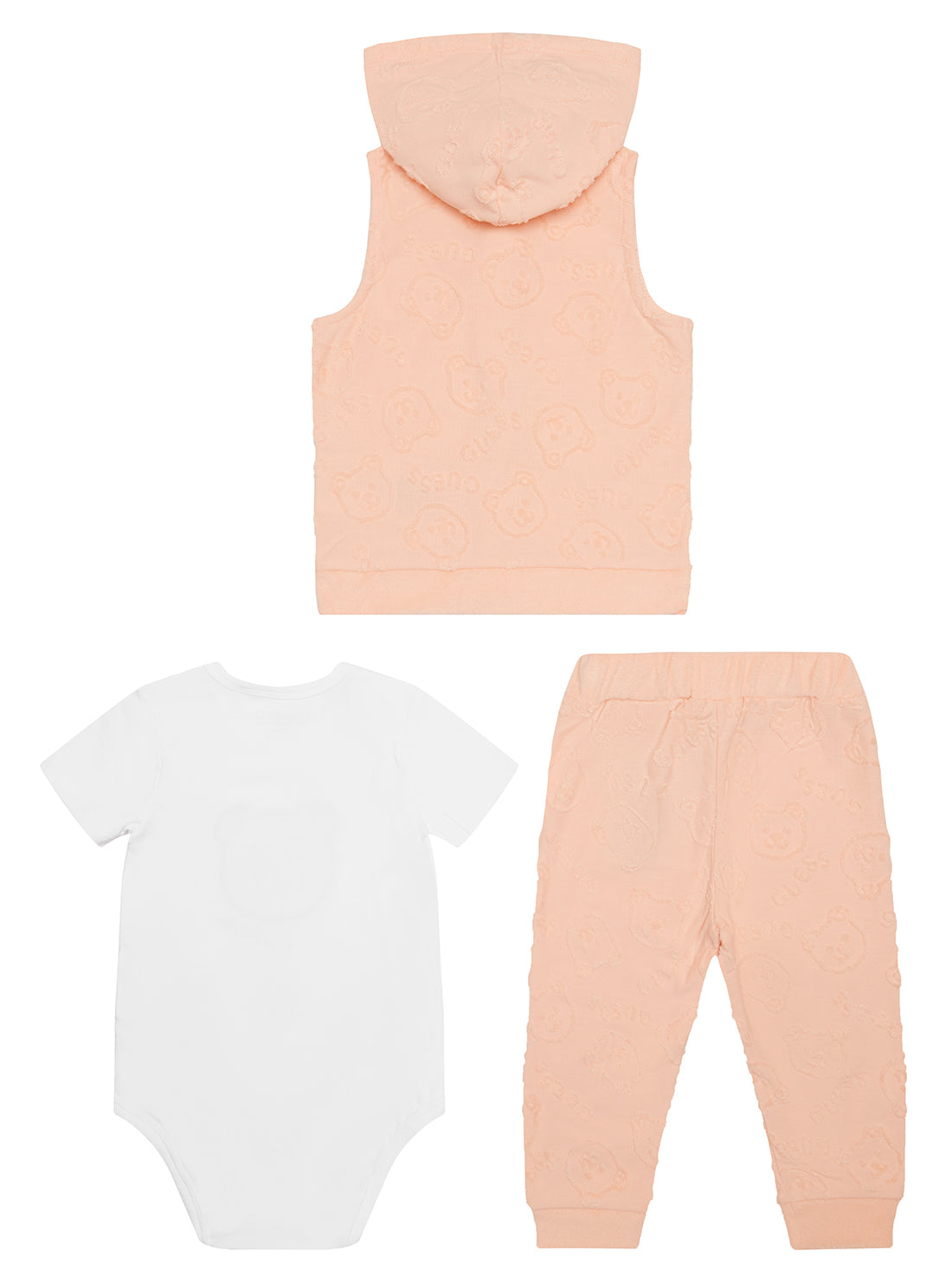 Orange Peach Vest and Pants 3 Piece Set (0-12M) back view