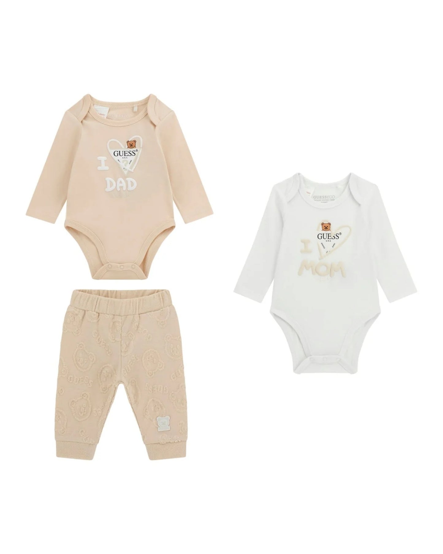 Beige and White "I love" Onesie and Pant Set (0-12m)