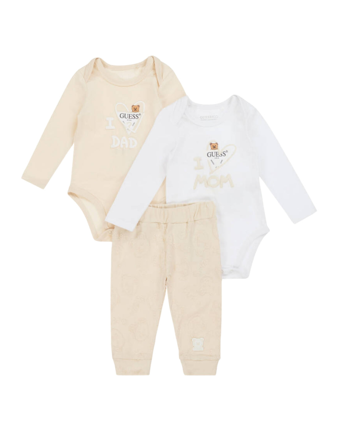 Beige and White "I love" Onesie and Pant Set (0-12m)