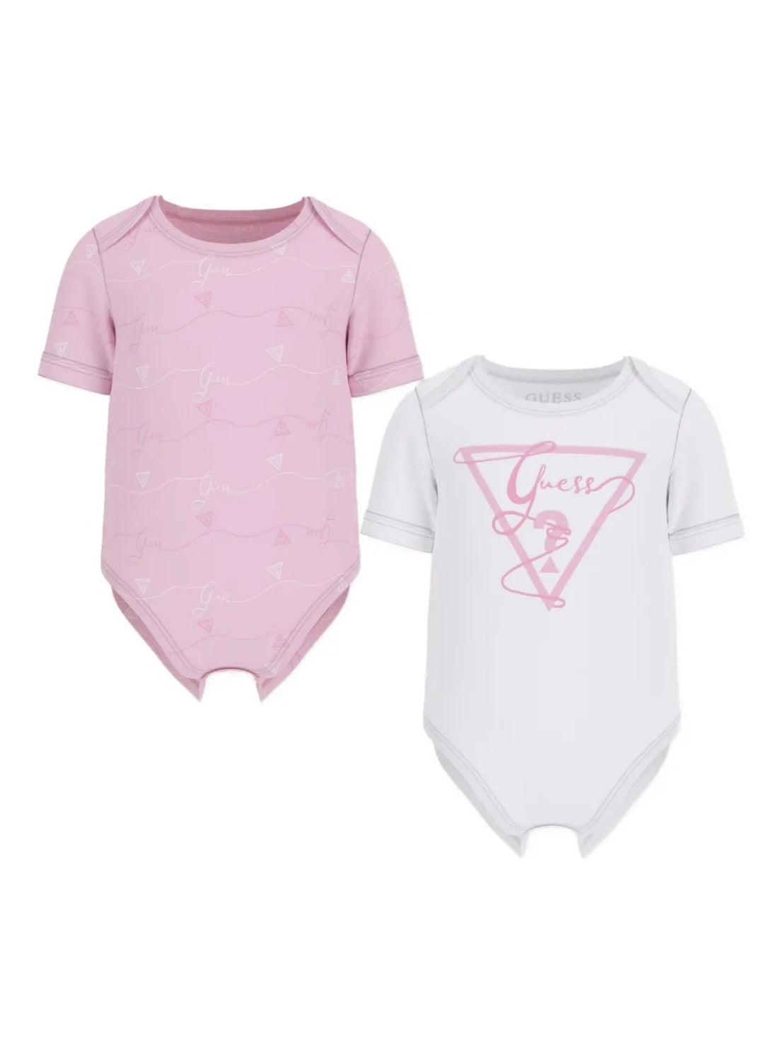 GUESS Baby Pink 5-Piece Bodysuit and Short Set (0-12m) Front View_2