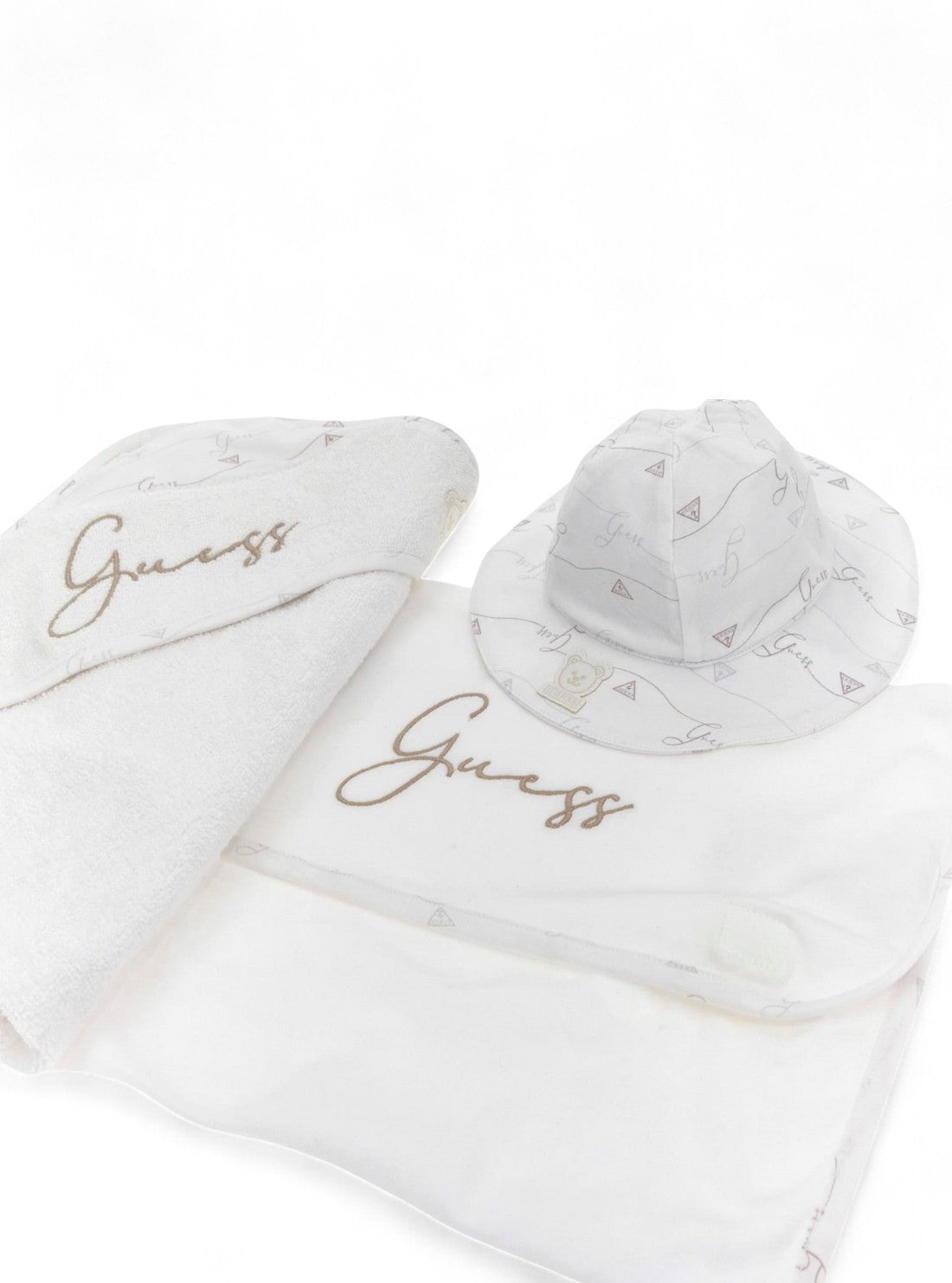 GUESS Kids White 3-Piece Essentials Baby Gift Set Front View