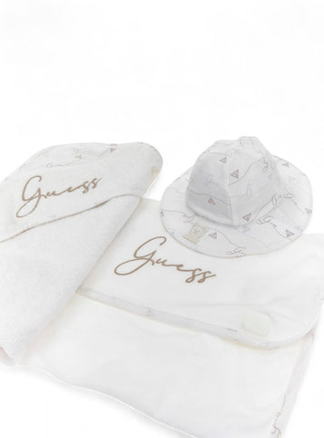 GUESS Kids White 3-Piece Essentials Baby Gift Set Front View