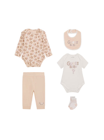 Beige 5-Piece Bodysuit and Pant Set (0–12m)