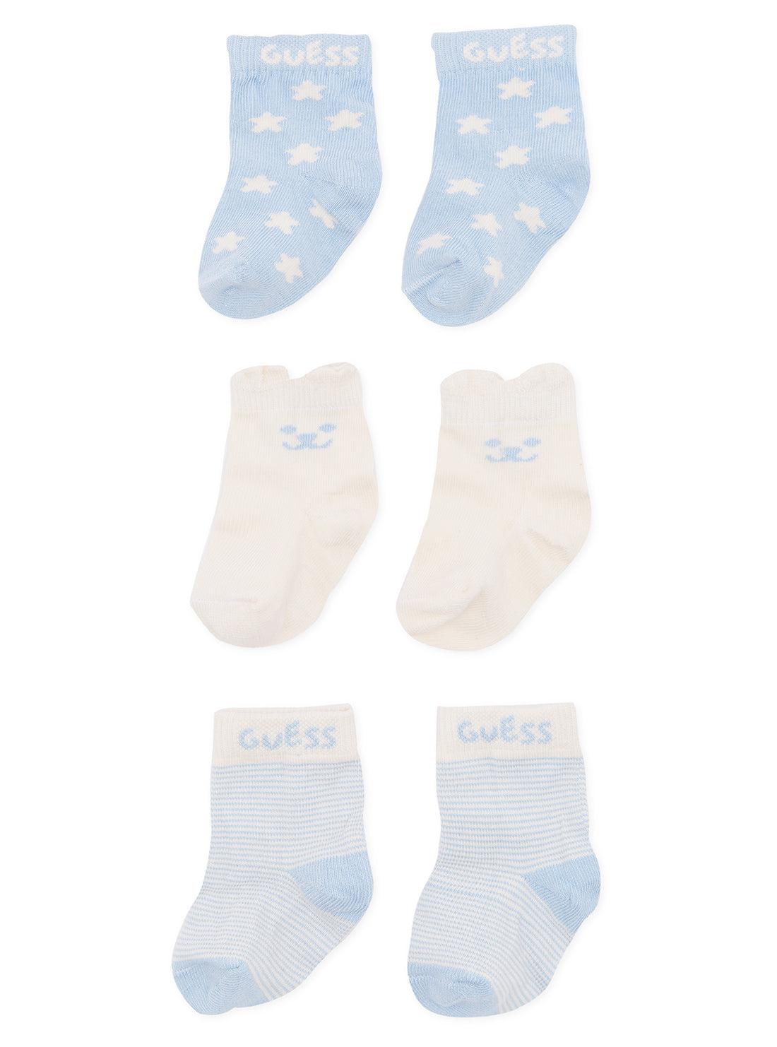 Blue and Cream 3pcs Newborn Socks Set