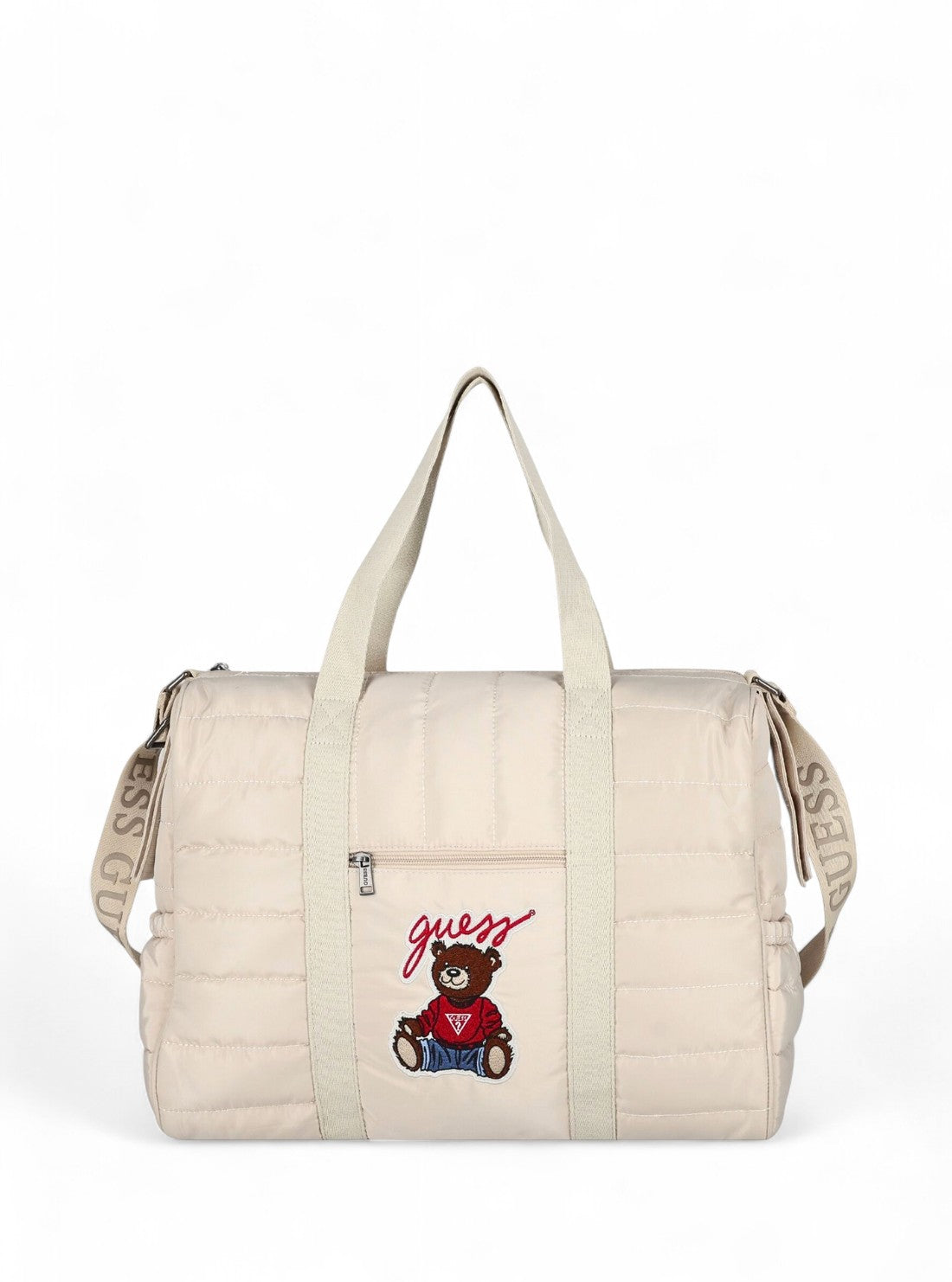 GUESS Kids Beige Teddy Bear Quilted Baby Changing Bag Set H5YW01WFTO0  Front View