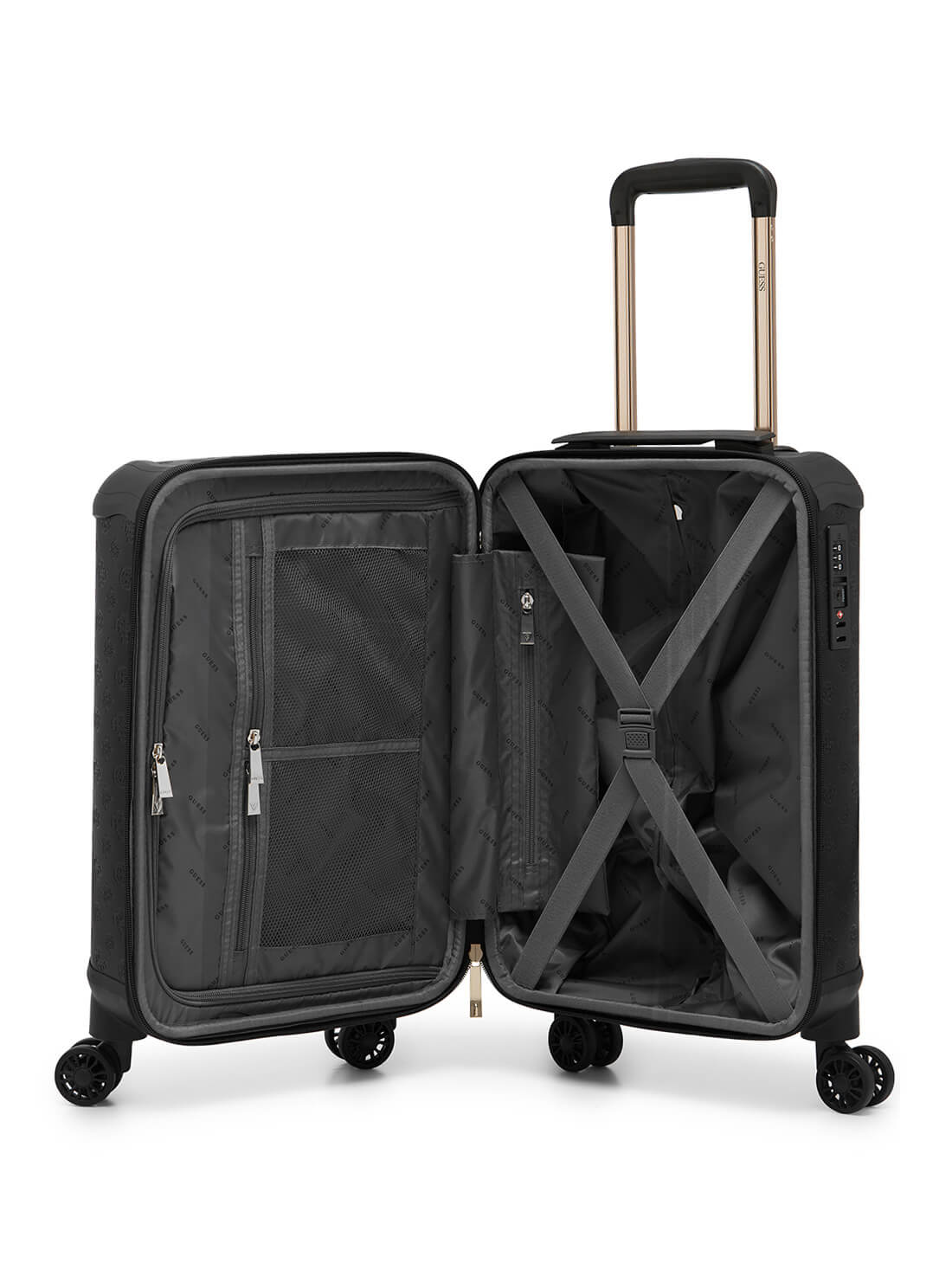 Black Wilder 53cm Suitcase | GUESS Luggage | inside view