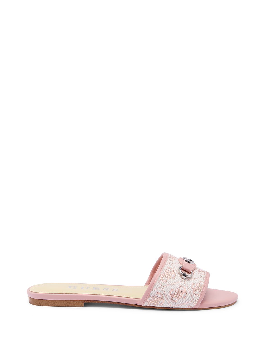 guess womens Pink Logo Hammi Slide Sandals side view