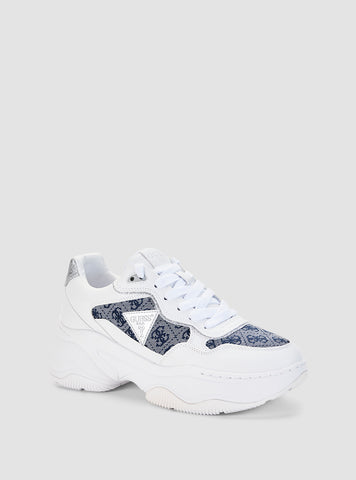 GUESS Footwear White Hapyy Chunky Sneakers HAPYY3 Front Side View