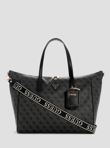 GUESS Womens Black Logo Latona Carry-On Large Tote Bag HB9211017 Front View