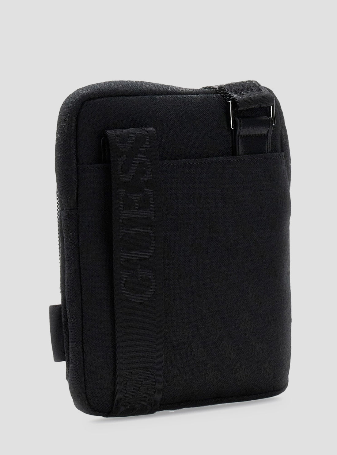 GUESS Mens Black Boston Logo Flat Crossbody Bag HMBOSTP6123 Back View