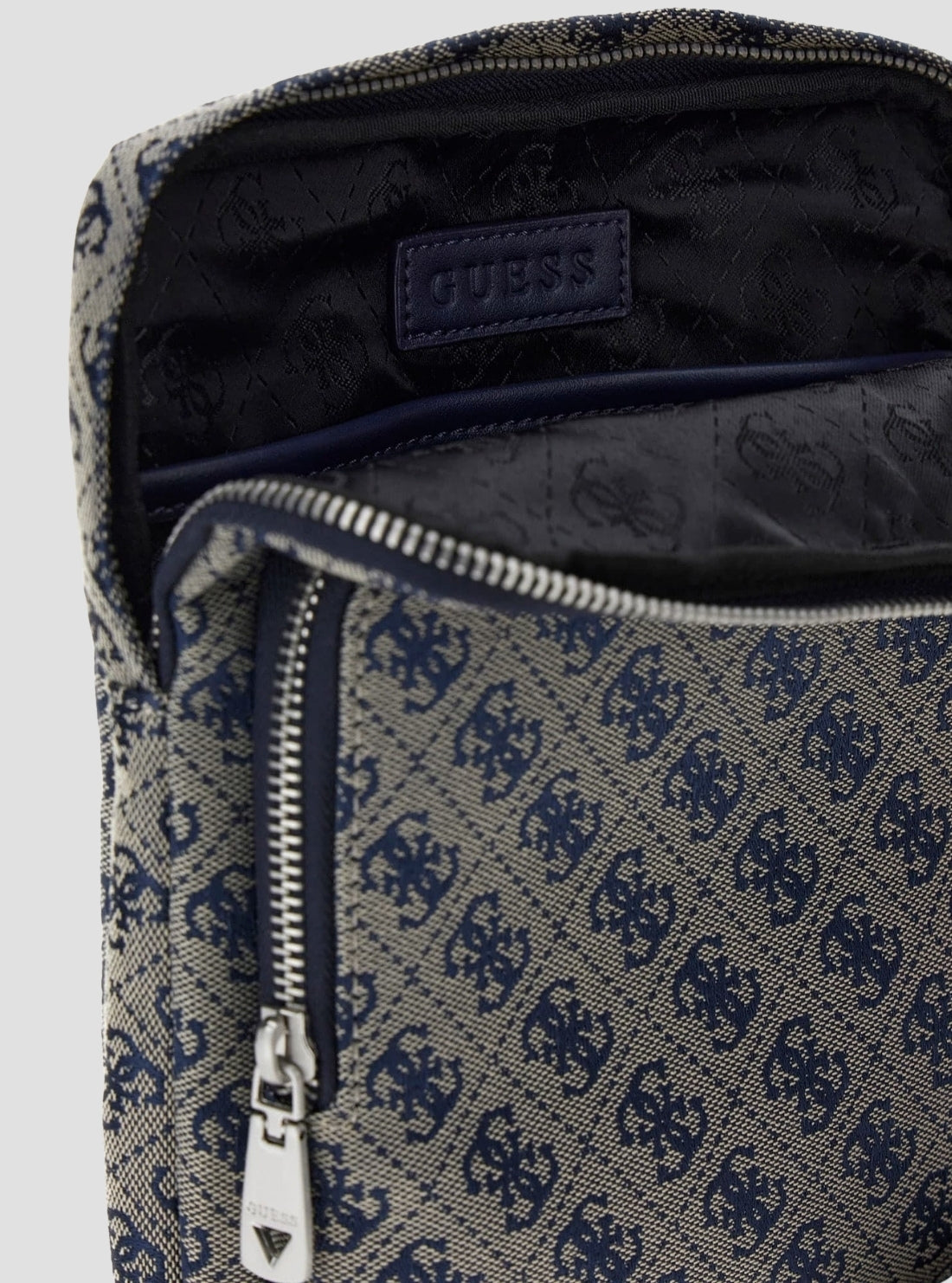 GUESS Mens Sand Blue Boston Logo Flat Crossbody Bag HMBOSTP6123 Inside View