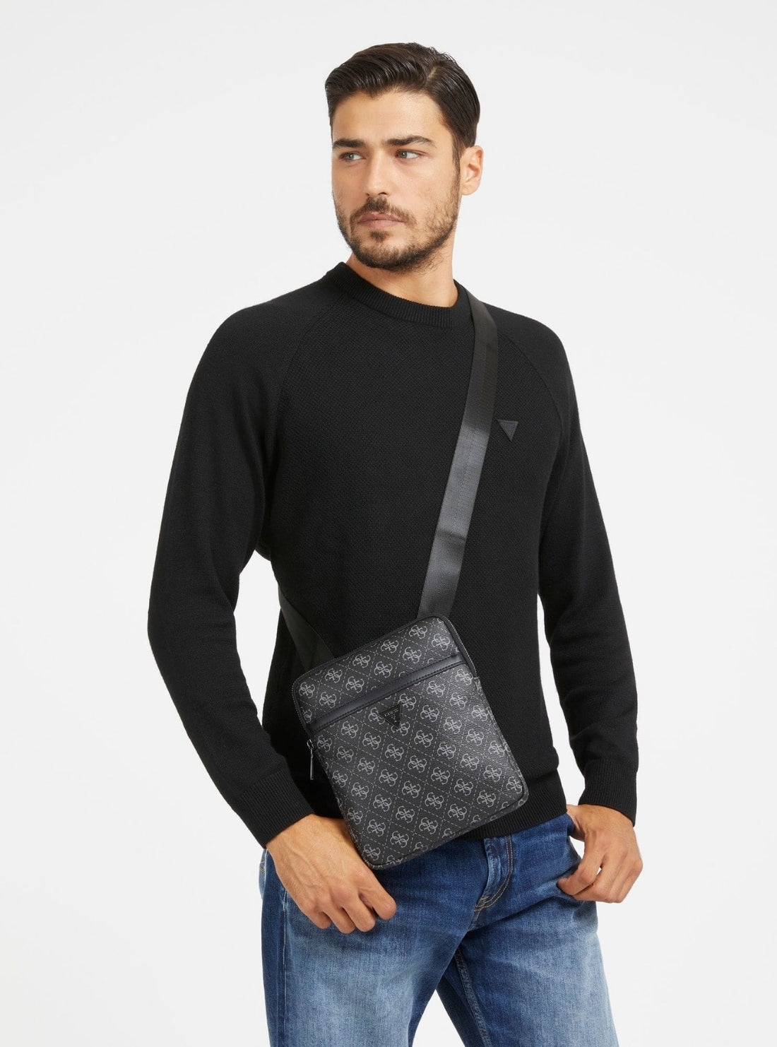 GUES Black Milano Smart Mini Crossbody Bag HMEVZLP2223 Model View