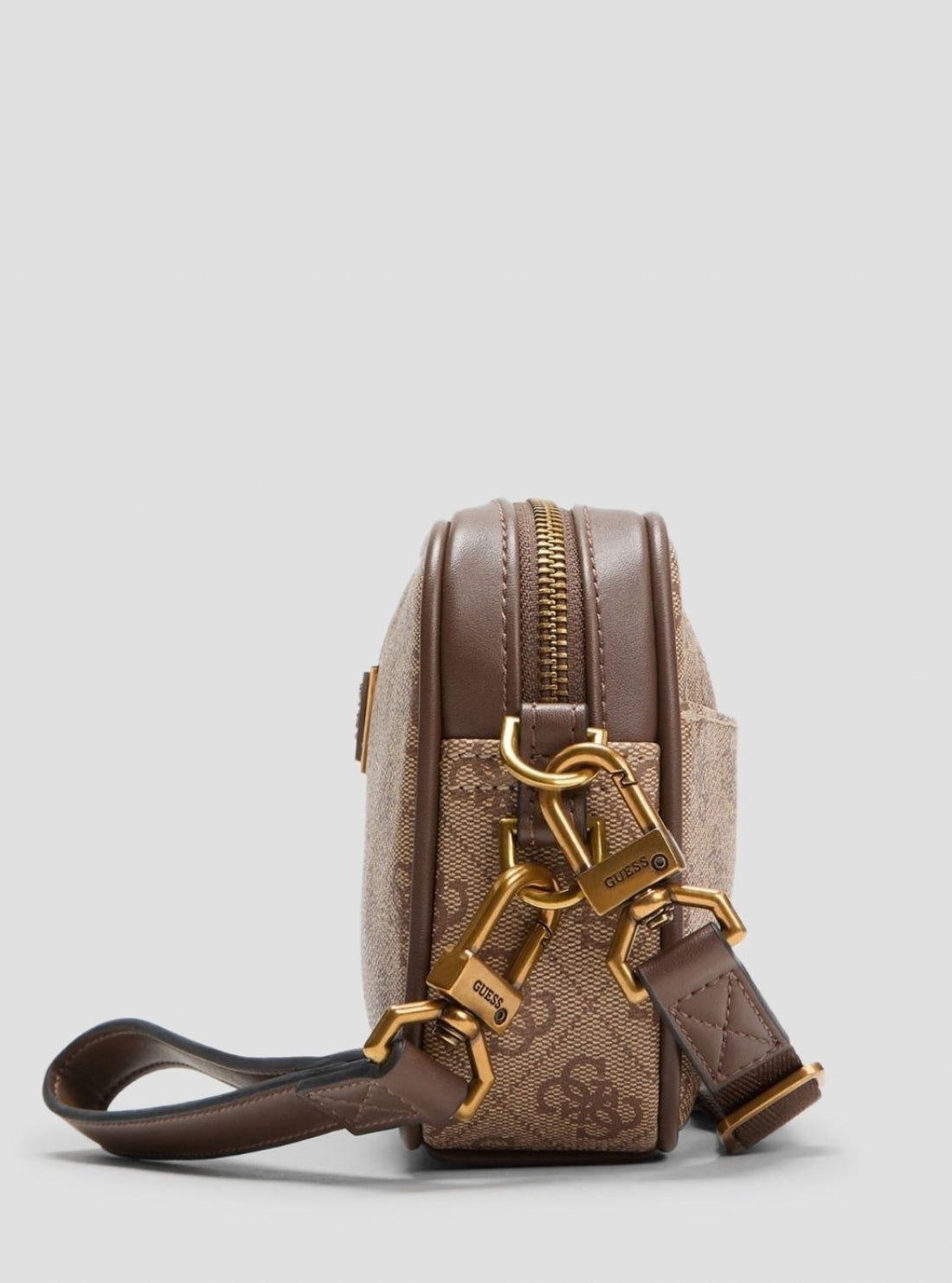 GUESS Mens Beige Brown Milano Camera Bag HMMILOP6150 Side View