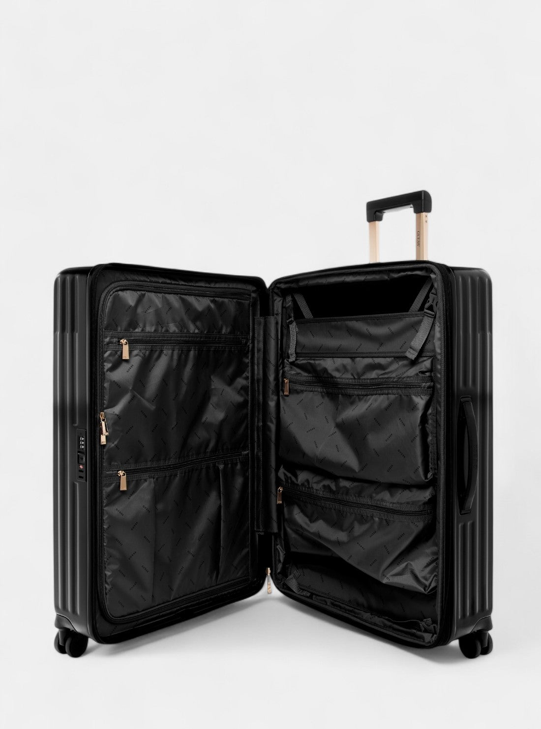 GUESS Womens Black Centennial 71cm Suitcase HN9675988 Inside View