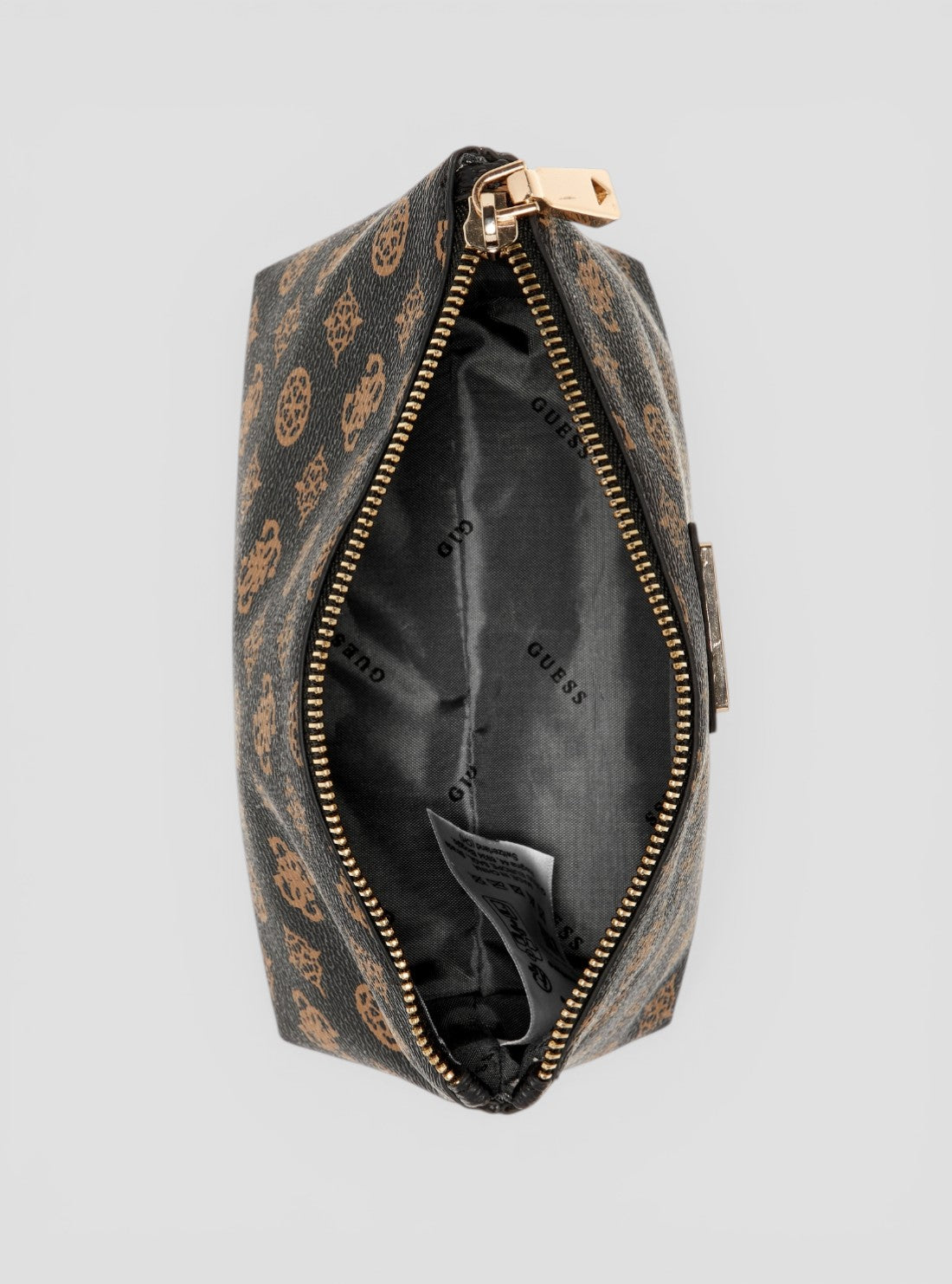 GUESS Womens Brown Logo Wilder Large Top Zip Pouch HP7452959 Inside VIew