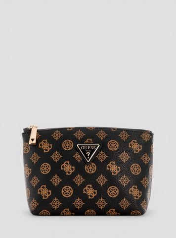 GUESS Womens Brown Logo Wilder Large Top Zip Pouch HP7452959 Front View