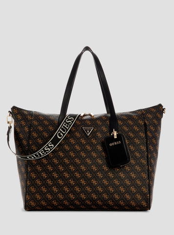 GUESS Womens Brown Logo Latona Carry-On Large Tote Bag HQ9211017 Front View