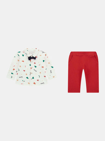 White Red Shirt and Pants Set (0-12M)