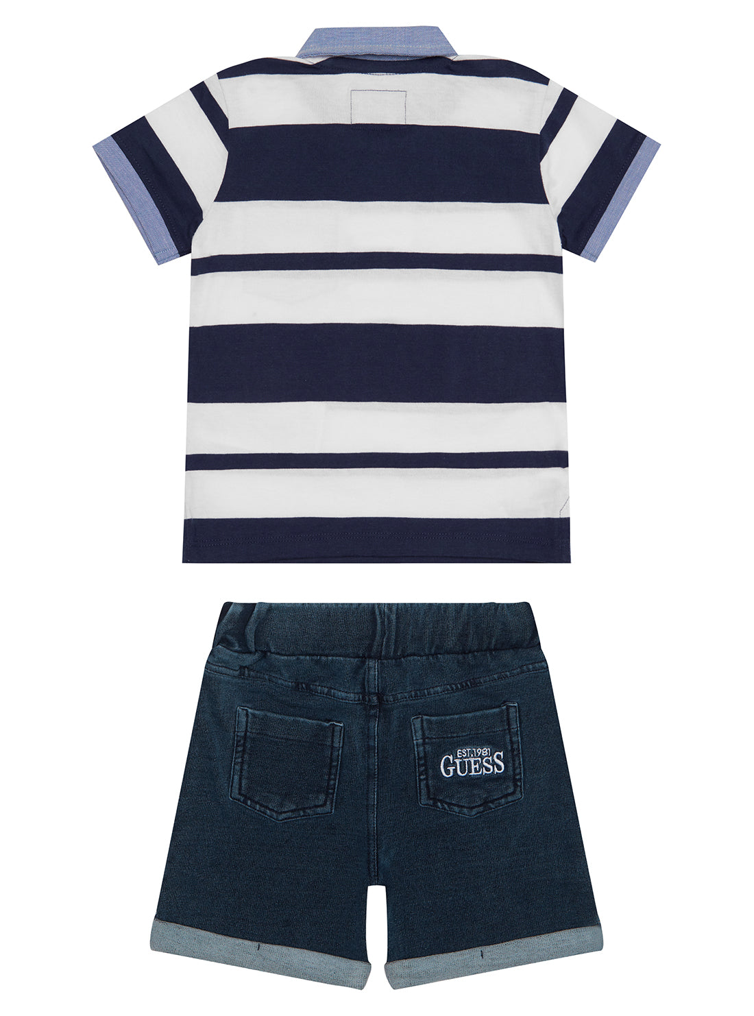 Navy Stripe Polo and Shorts Set (12-24M) back view