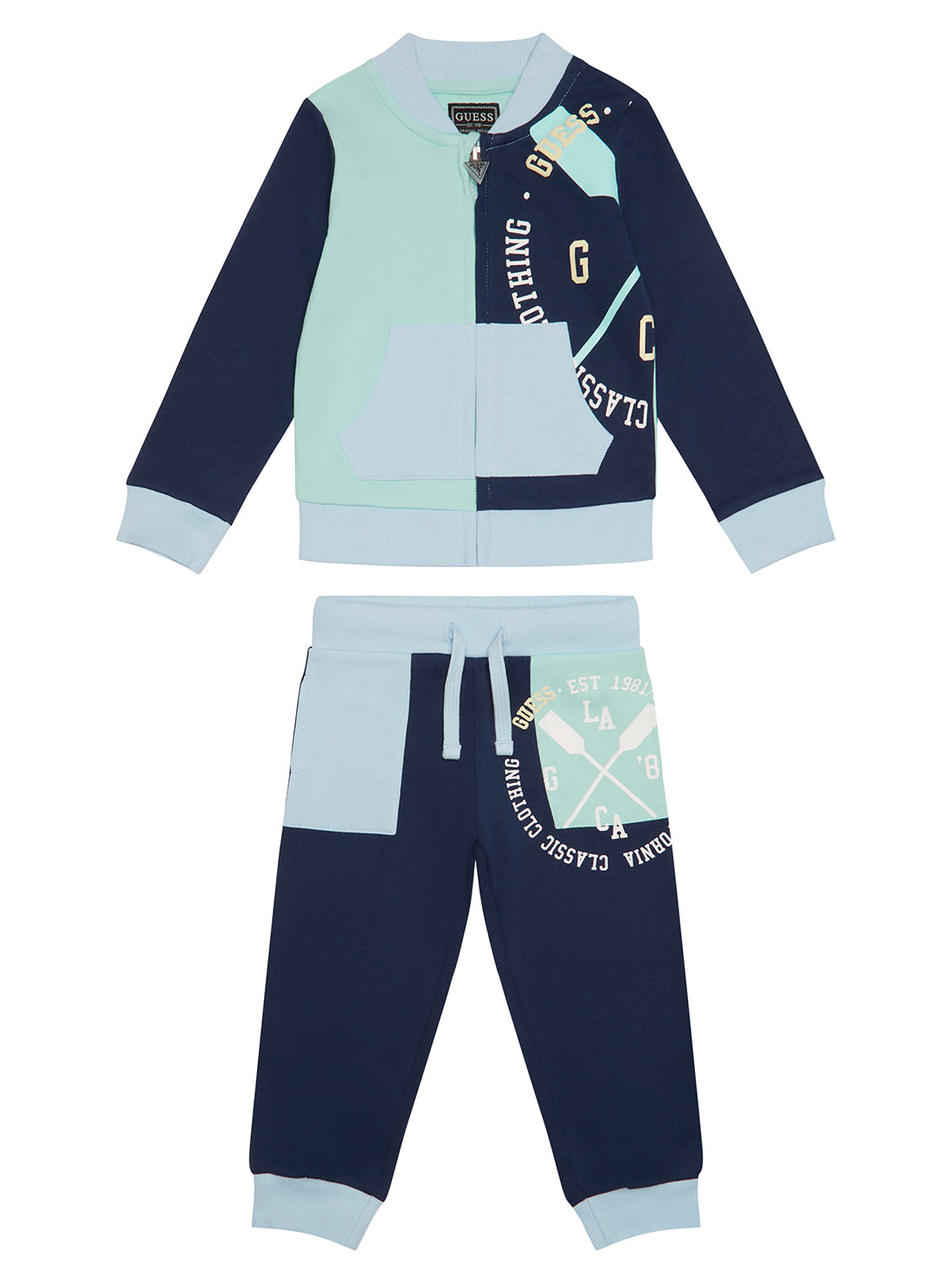 GUESS Blue Multi Active Top and Pants Set (0-18M) front view