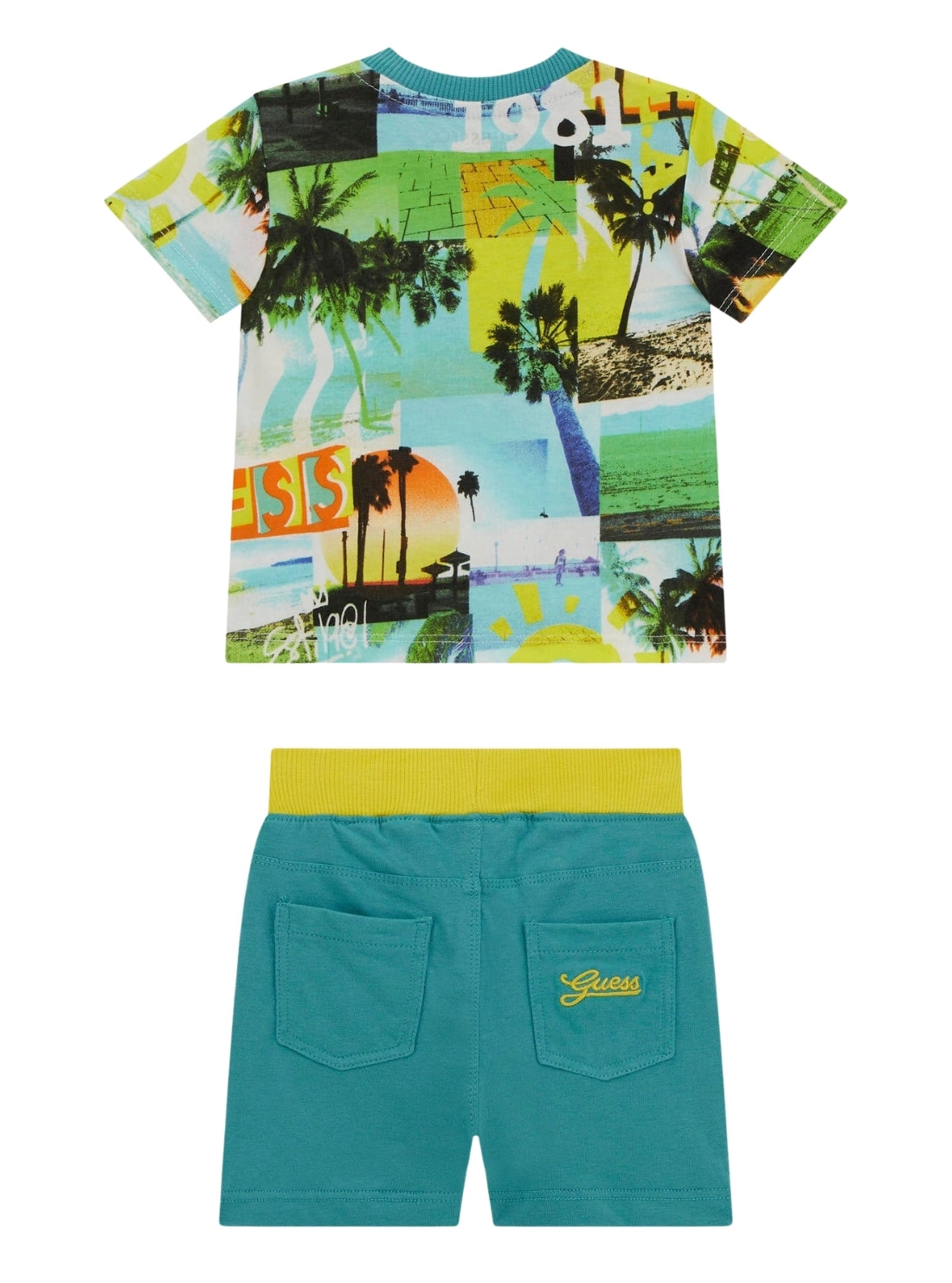 GUESS Kids Eco Multi Set T-Shirt and Jersey Shorts (3-24m) I5GG11K8HM4  Back View