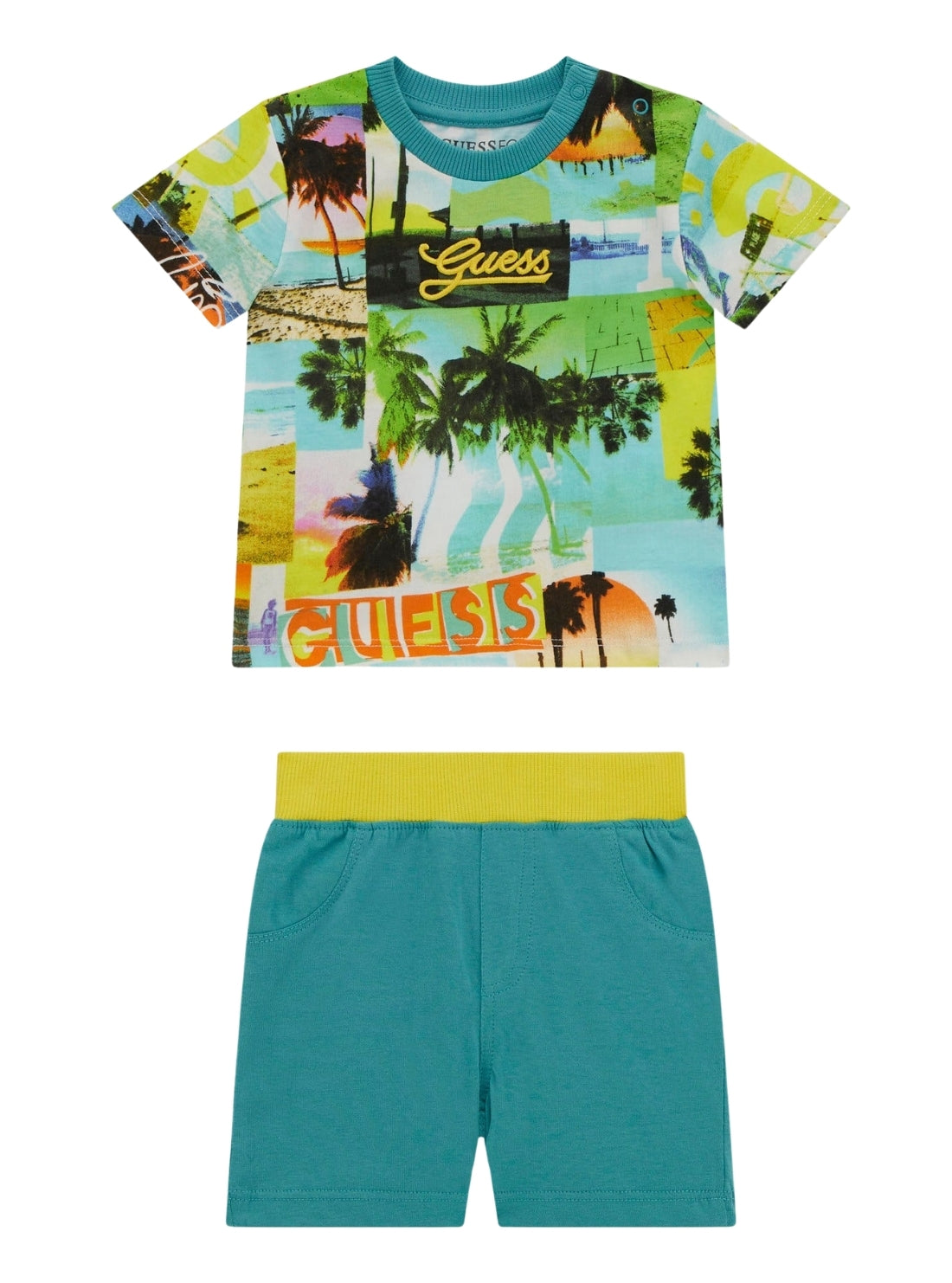 GUESS Kids Eco Multi Set T-Shirt and Jersey Shorts (3-24m) I5GG11K8HM4 Front View