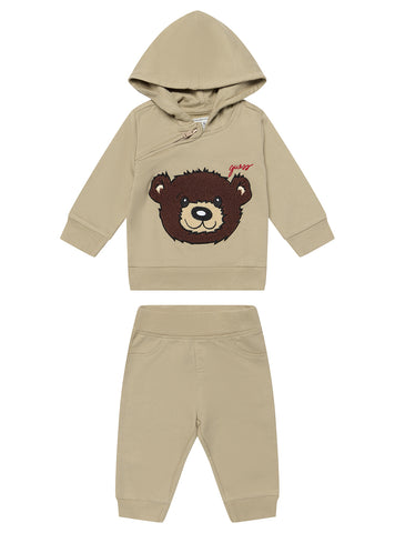 Beige Active Zip Hoodie and Pants Set (0–18m)