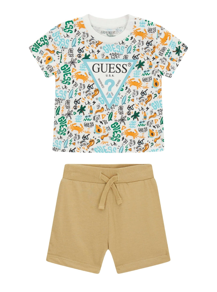 GUESS Kids Summertime Field T-Shirt and Shorts Set (3-24m) Front View