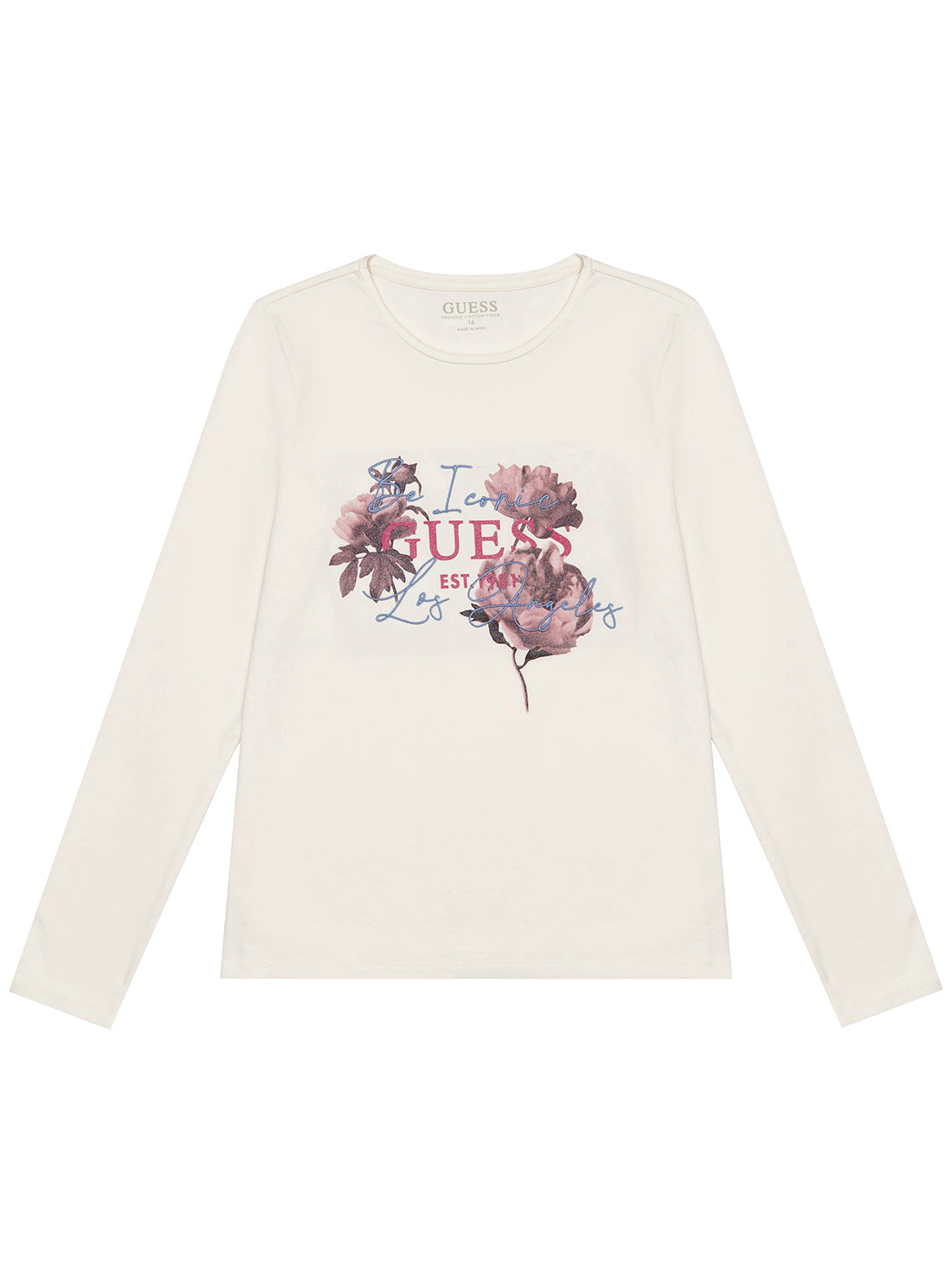 GUESS White Long Sleeve T-Shirt (7-16) front view