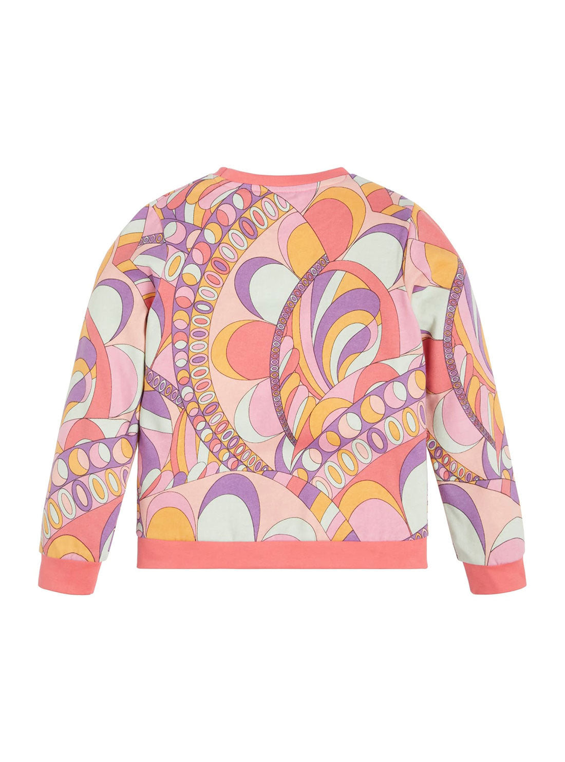 Girl's Orange Pink Circle Print Logo Jumper back view